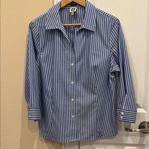 Anne Klein Blue and White Striped Women’s Shirt
